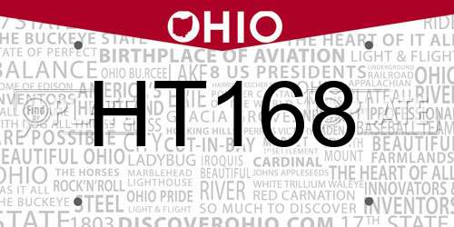 HT168 Ohio License Plate