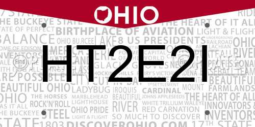 HT2E2I Ohio License Plate