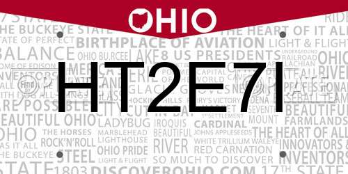 HT2E7I Ohio License Plate