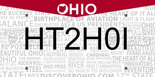 HT2H0I Ohio License Plate
