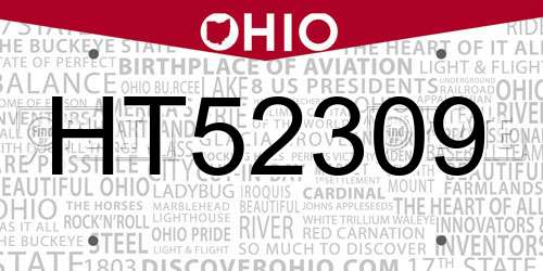 HT52309 Ohio License Plate