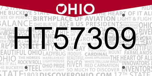 HT57309 Ohio License Plate