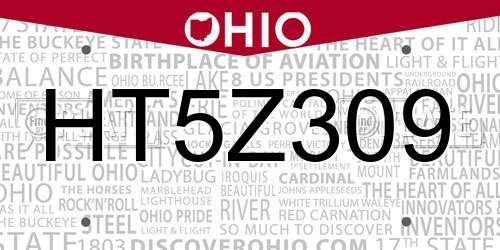 HT5Z309 Ohio License Plate