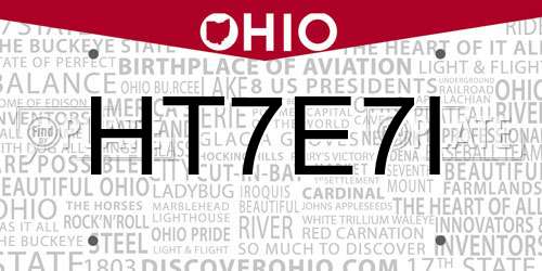 HT7E7I Ohio License Plate