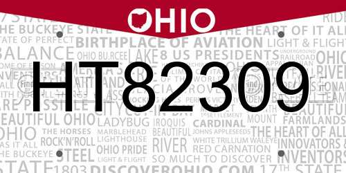 HT82309 Ohio License Plate