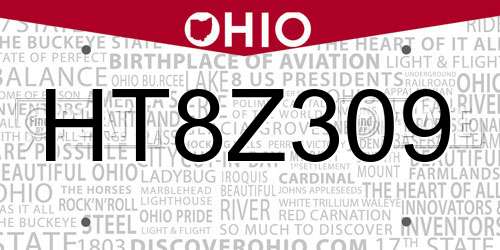 HT8Z309 Ohio License Plate
