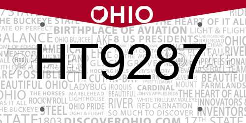 HT9287 Ohio License Plate