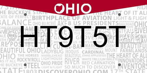HT9T5T Ohio License Plate
