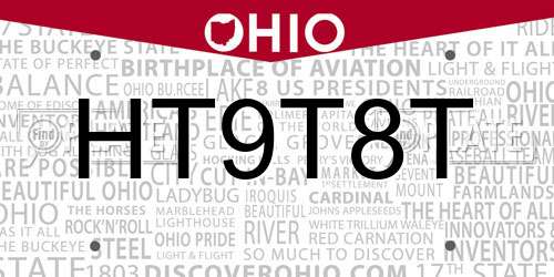 HT9T8T Ohio License Plate