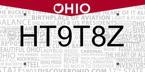 HT9T8Z Ohio License Plate