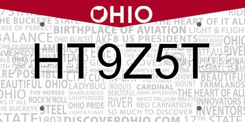 HT9Z5T Ohio License Plate