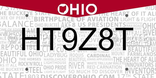 HT9Z8T Ohio License Plate