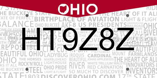 HT9Z8Z Ohio License Plate