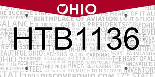HTB1136 Ohio License Plate