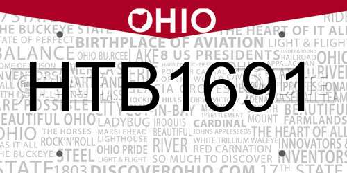HTB1691 Ohio License Plate