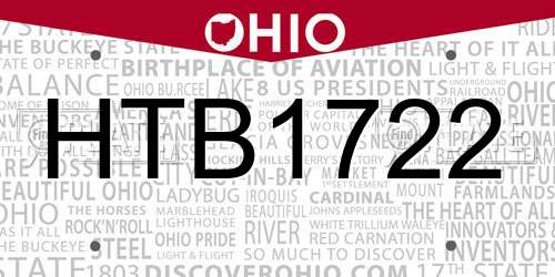 HTB1722 Ohio License Plate