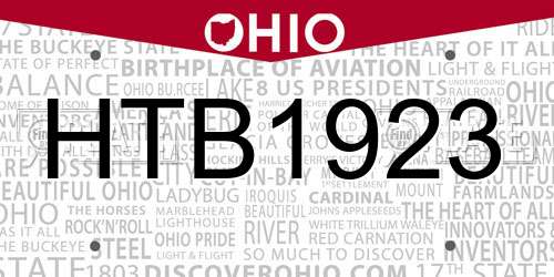 HTB1923 Ohio License Plate