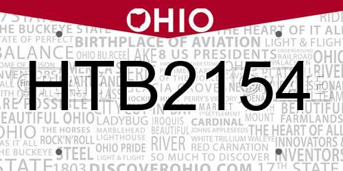 HTB2154 Ohio License Plate