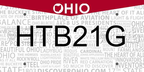 HTB21G Ohio License Plate