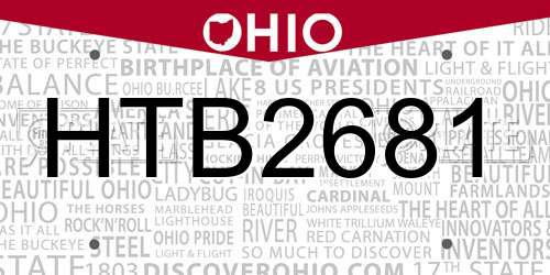 HTB2681 Ohio License Plate