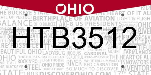 HTB3512 Ohio License Plate