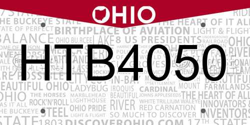 HTB4050 Ohio License Plate