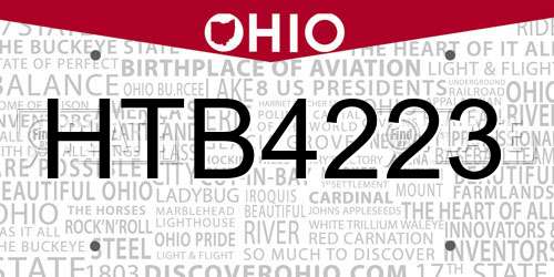 HTB4223 Ohio License Plate