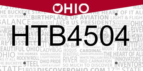 HTB4504 Ohio License Plate