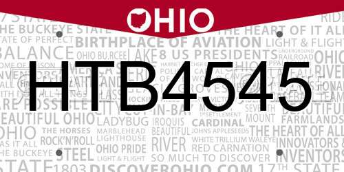 HTB4545 Ohio License Plate