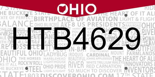 HTB4629 Ohio License Plate