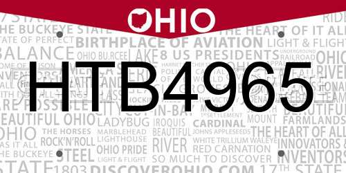 HTB4965 Ohio License Plate