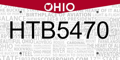HTB5470 Ohio License Plate