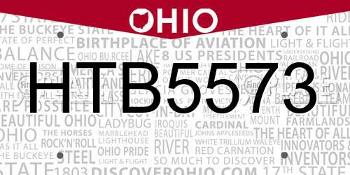 HTB5573 Ohio License Plate