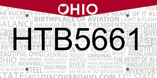 HTB5661 Ohio License Plate