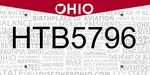 HTB5796 Ohio License Plate