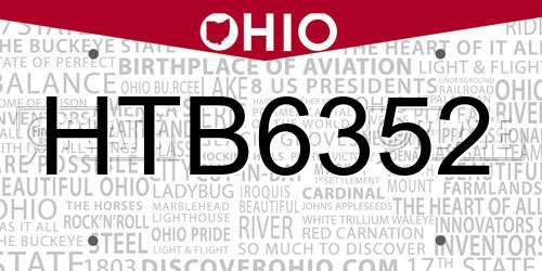 HTB6352 Ohio License Plate