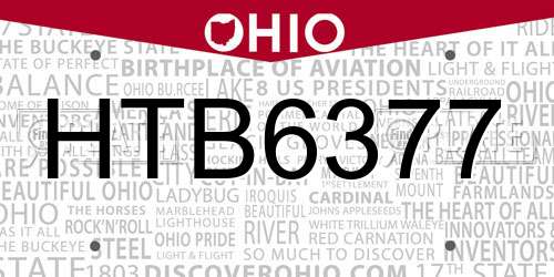 HTB6377 Ohio License Plate