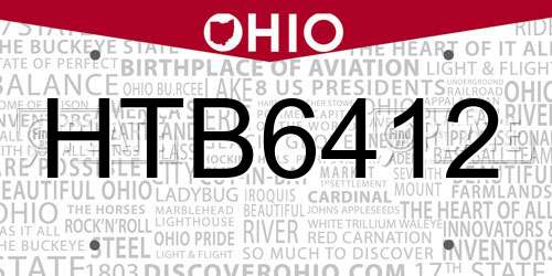 HTB6412 Ohio License Plate