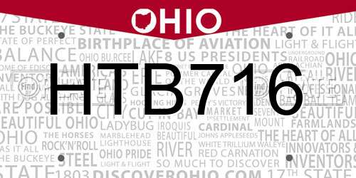 HTB716 Ohio License Plate