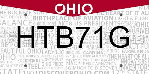HTB71G Ohio License Plate
