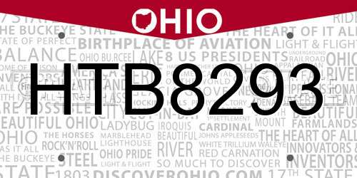 HTB8293 Ohio License Plate