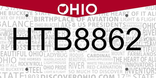 HTB8862 Ohio License Plate