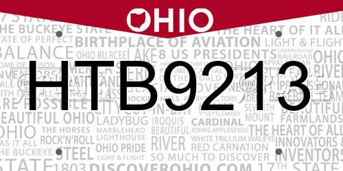 HTB9213 Ohio License Plate