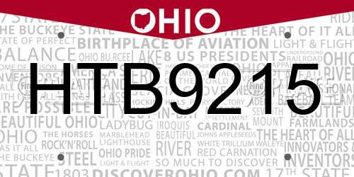 HTB9215 Ohio License Plate