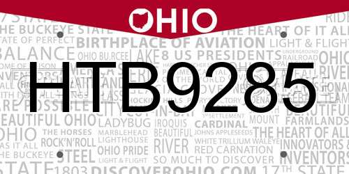HTB9285 Ohio License Plate