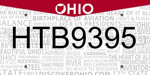 HTB9395 Ohio License Plate