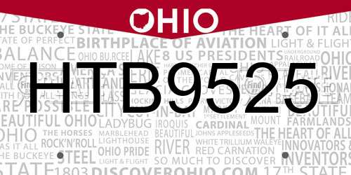 HTB9525 Ohio License Plate