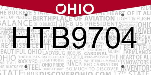 HTB9704 Ohio License Plate
