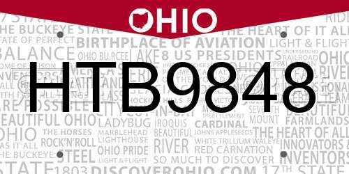 HTB9848 Ohio License Plate