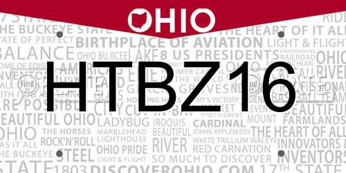 HTBZ16 Ohio License Plate